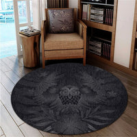 Hawaiian Owl Hibiscus Plumeria Polynesian Round Carpet - Gray - AH - Polynesian Pride
