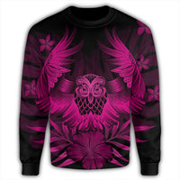 Hawaiian Owl Hibiscus Plumeria Polynesian Sweatshirt - Pink - AH - Polynesian Pride