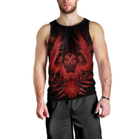 Hawaiian Owl Hibiscus Plumeria Polynesian Tank Top - Red - AH Black - Polynesian Pride