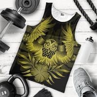 Hawaiian Owl Hibiscus Plumeria Polynesian Tank Top - Yellow - AH - Polynesian Pride