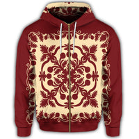 Hawaiian Palm Tree Quilt Vintage Zip Hoodie - Polynesian Pride