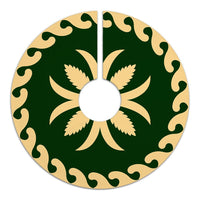 Hawaiian Pattern Flower Lovely Polynesian Tree Skirt - Green Beige - AH - Polynesian Pride