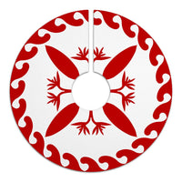 Hawaiian Pattern Strelitzia Flower Polynesian Tree Skirt - Red White - AH - Polynesian Pride