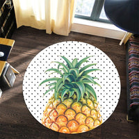 Hawaiian Pineapple Polka Dots Background Polynesian Round Carpet - AH - Polynesian Pride
