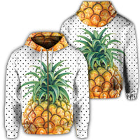Hawaiian Pineapple Polka Dots Background Polynesian Zip Hoodie Unisex Art - Polynesian Pride