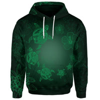 Custom Hawaiian Plumeria Hibiscus Turtle Under Sea Polynesian Hoodie Green - Polynesian Pride