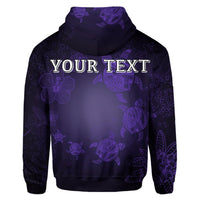 Custom Hawaiian Plumeria Hibiscus Turtle Under Sea Polynesian Hoodie Purple - Polynesian Pride