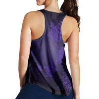 Hawaiian Plumeria Hibiscus Turtle Under Sea Polynesian Racerback Tank Purple AH - Polynesian Pride