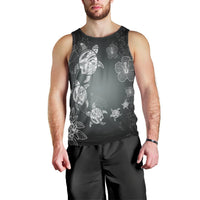 Hawaiian Plumeria Hibiscus Turtle Under Sea Polynesian Tank Top White AH Black - Polynesian Pride