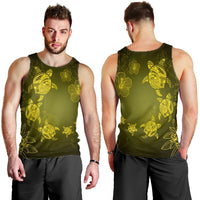 Hawaiian Plumeria Hibiscus Turtle Under Sea Polynesian Tank Top Yellow AH - Polynesian Pride