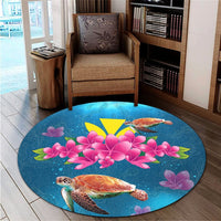 Hawaiian Plumeria Kanaka Turtle Sea Polynesian Round Carpet - AH - Polynesian Pride