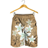 Hawaiian Plumeria Polynesian Men's Shorts - Gold - AH - Polynesian Pride