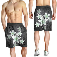 Hawaiian Plumeria Polynesian Men's Shorts - Gray - AH - Polynesian Pride