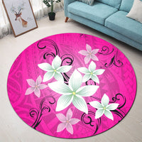 Hawaiian Plumeria Polynesian Round Carpet - Pink - AH - Polynesian Pride