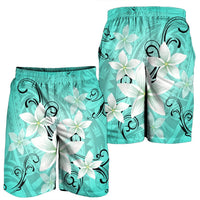 Hawaiian Plumeria Polynesian Men's Shorts - Turquoise - AH - Polynesian Pride