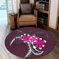 Hawaiian Plumeria Polynesian Pink Round Carpet - AH - Polynesian Pride