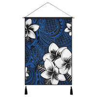 Hawaiian Plumeria Tribal Polynesian Hanging Poster Blue AH Hanging Poster Cotton And Linen - Polynesian Pride