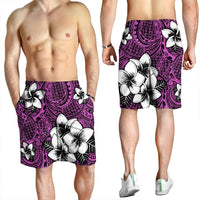 Hawaiian Plumeria Tribal Polynesian Men's Shorts Pink AH - Polynesian Pride