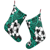 Hawaiian Plumeria Tribe Turquoise Polynesian Christmas Stocking AH - Polynesian Pride