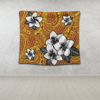 Hawaiian Plumeria Tribe Yellow Red Polynesian Tapestry AH - Polynesian Pride