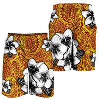 Hawaiian Plumeria Tribe Yellow Red Polynesian Men's Shorts AH - Polynesian Pride