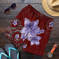 Hawaiian Plumeria Violet Polynesian Red Men's Shorts - AH Art - Polynesian Pride