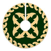 Hawaiian Quilt Pattern Dolphin Couple Tree Skirt - Green Beige - AH - Polynesian Pride