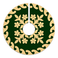 Hawaiian Quilt Pattern Flower Skillful Tree Skirt - Green Beige - AH - Polynesian Pride