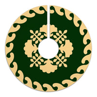 Hawaiian Quilt Pattern Hibiscus Palm Tree Tree Skirt - Green Beige - AH - Polynesian Pride
