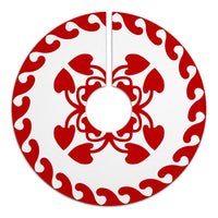 Hawaiian Quilt Pattern Kalo Love Tree Skirt - Red White - AH - Polynesian Pride