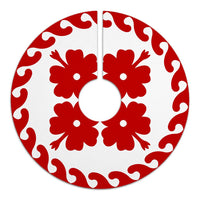 Hawaiian Quilt Pattern Petal Heart Tree Skirt - Red White - AH - Polynesian Pride
