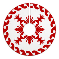 Hawaiian Quilt Pattern Pineaple Nice Tree Skirt - Red White - AH - Polynesian Pride
