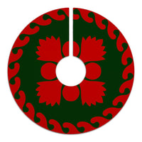 Hawaiian Quilt Pattern Plants And Tropical Flora Tree Skirt - Red Green - AH - Polynesian Pride