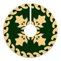 Hawaiian Quilt Pattern Star Flower Tree Skirt - Green Beige - AH - Polynesian Pride