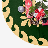 Hawaiian Quilt Pattern Wreath Tree Skirt - Green Beige - AH - Polynesian Pride