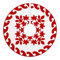 Hawaiian Quilt Pattern Wreath Tree Skirt - Red White - AH - Polynesian Pride
