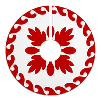 Hawaiian Quilt Ulu Tree Skirt - Red White - AH - Polynesian Pride