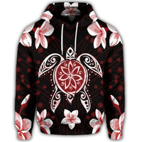 Hawaiian Reddie Turtle Plumeria Hoodie - Polynesian Pride