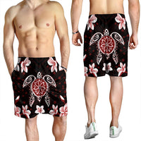 Hawaiian Reddie Turtle Plumeria Men's Shorts AH - Polynesian Pride
