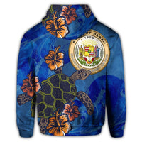 Hawaiian Seal of Hawaii Hibiscus Ocean Turtle Polynesian Zip Hoodie - Polynesian Pride