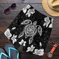 Hawaiian Silver Turtle Plumeria Men's Shorts AH Art - Polynesian Pride