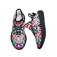 Hawaiian Sneakers YZ Palm Foliage On Striped Zigzag - Polynesian Pride