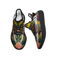 Hawaiian Sneakers YZ Seamless Tropical Flower Plant And Leaf Pattern - Polynesian Pride
