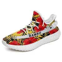 Hawaiian Sneakers YZ Tropical Flowers And Palm Leaves White - Polynesian Pride