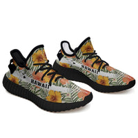 Hawaiian Sneakers YZ Tropical Flowers Hibiscus Pink Yellow Black - Polynesian Pride