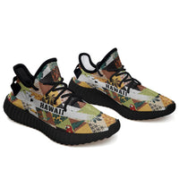 Hawaiian Sneakers YZ Tropical Jungle Parrots And Flamingos Pattern Black - Polynesian Pride