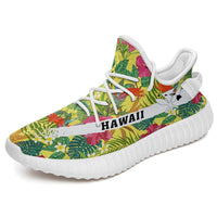 Hawaiian Sneakers YZ Tropical Leaves And Flowers White - Polynesian Pride
