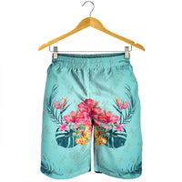 Hawaiian Tropical Strelitzia Hibiscus Plumeria Centre Men's Shorts - AH - Polynesian Pride