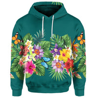 Custom Hawaiian Tropical Strelitzia Plumeria Orchids Hibiscus Polynesian Hoodie - Polynesian Pride