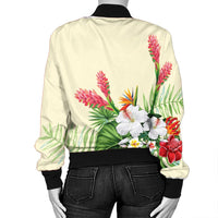 Hawaiian Tropical Wonderful Hibiscus Plumeria Strelitzia Bomber Jacket - AH - Polynesian Pride